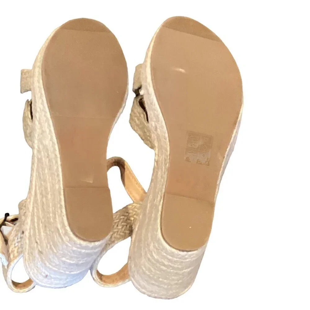 Rope & Canvas Strappy Wedge Espadrille Sandal Sz 7 #42S‎